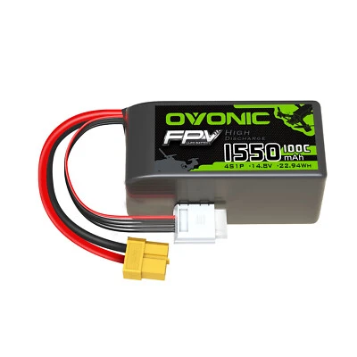 Ovonic 14.8V 4S 1550mAh 100C Lipo Akku mit XT60 Stecker Für FPV Quad RC Drone