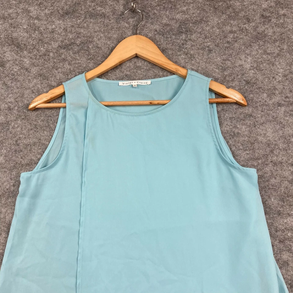 Blusa de mujer violeta + Claire talla S pequeña azul sin mangas cuello redondo 14531 Foto 2 de 4