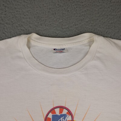 Vintage MTV Spring Break Shirt Mens XL White Short Sleeve 1997
