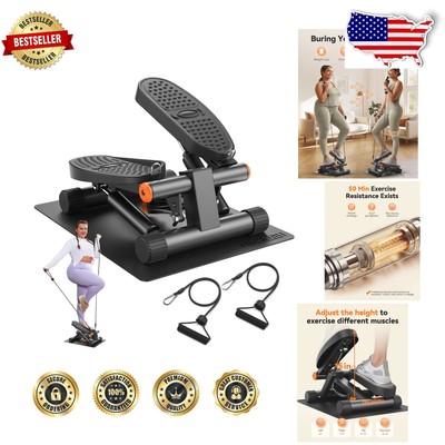 Portable 300LBS Capacity Stair Stepper with Resistance Bands - Gray & Mat