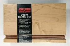 Joyce Chen Sushi Board with Chopsticks Set Hard Rock Maple Made in USA