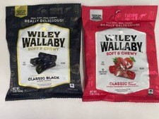 8 Bags Wiley Wallaby Red Strawberry Black Licorice Soft Candy Fat Free Vegan