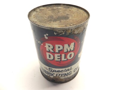 VINTAGE USED RPM DELO SPECIAL LUBRICATING OIL ONE QUART CAN FULL WITH SOME WEAR