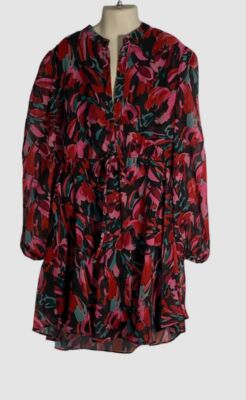 $275 Milly Mini's Kid's Girls Black Reina Fall Foliage Print Mini Dress Size 12