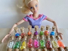 8 PC Dollhouse Miniature 1:12 Glass Bottle Dried Fruit Food Kitchen Accessories