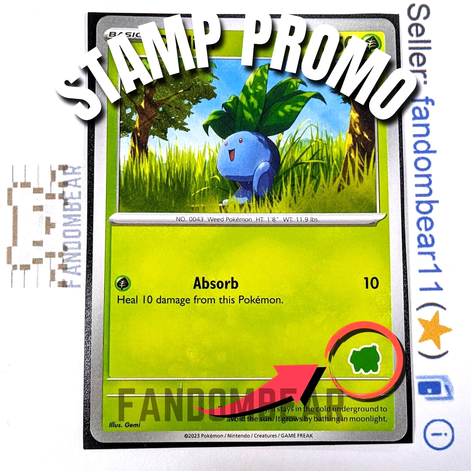 2023 Oddish MY FIRST BATTLE STAMP PROMO card Pokemon TCG NM/LP
