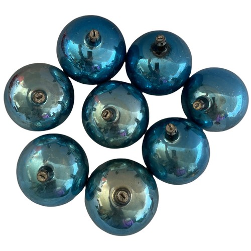 ANTIGUOS Adornos Bolas de Vidrio Mercurio Polonia Navidad Azul Moteado Pátina 8 - Imagen 3 de 8