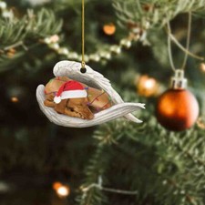Vizsla dog sleeping Angel Wings Christmas, love Vizsla dog car Ornament Gift