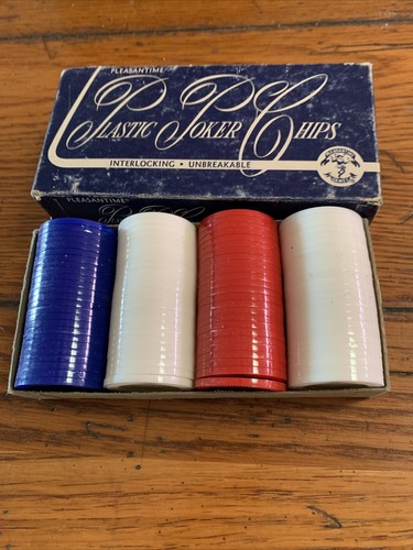Vintage Pleasantime 100 Plastic Interlocking Poker Chips 1.5" #1923 - Picture 5 of 6