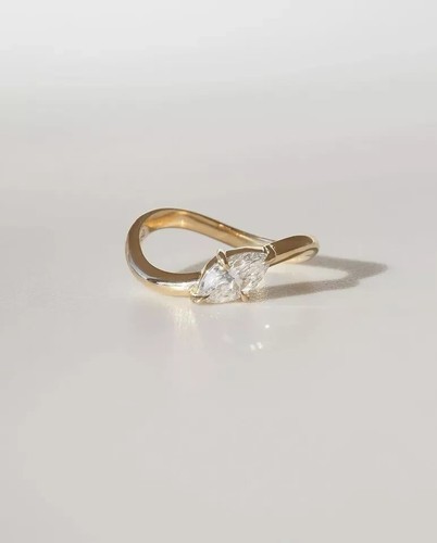 1 kt IGI-zertifizierter im Labor gezüchteter Diamant-Solitärring im Marquise-Schliff 14 kt Gelbgold - Bild 11 von 23