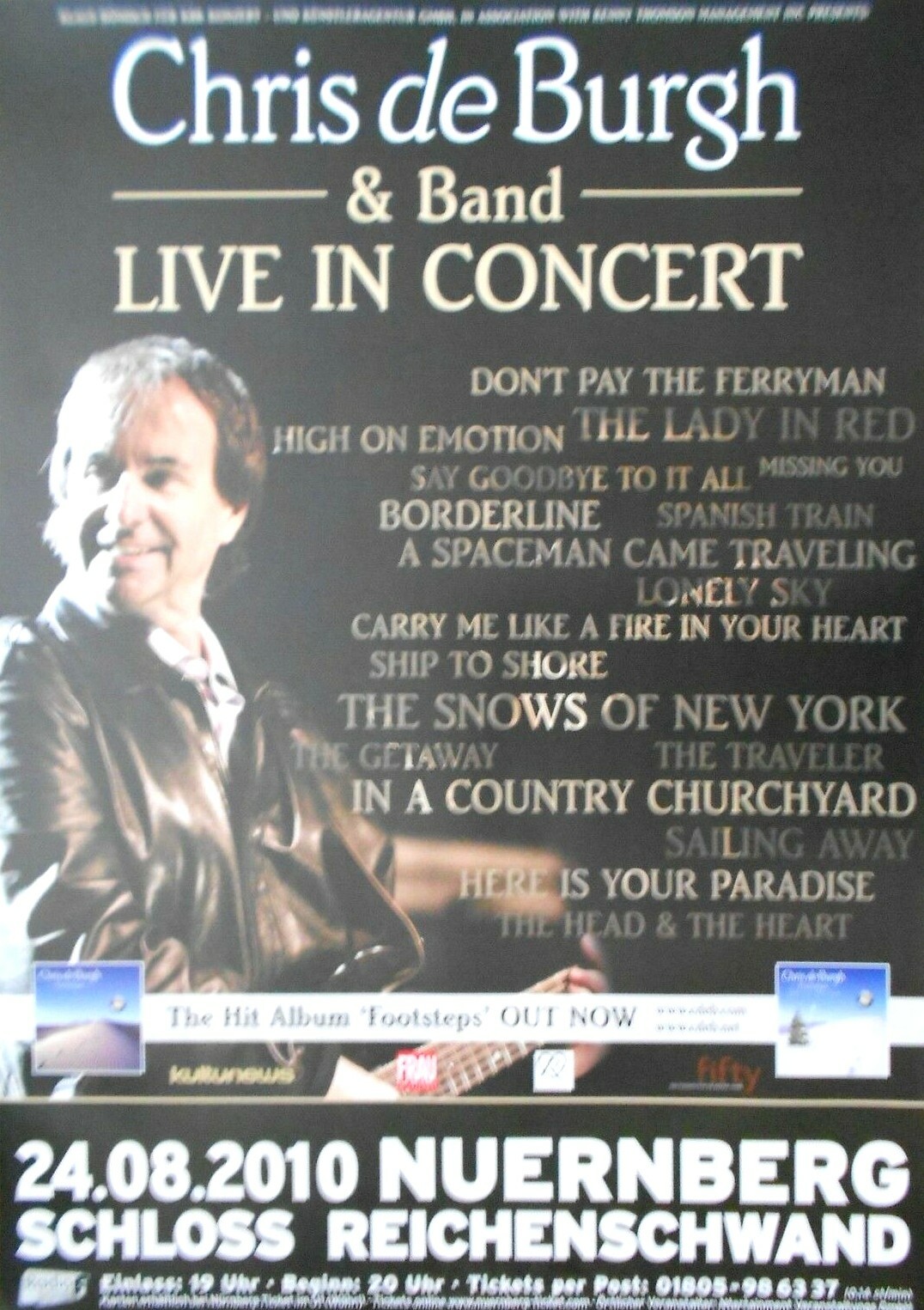 CHRIS DE BURGH  2010  NÜRNBERG - orig. Concert Poster - Konzert Plakat - DIN A1