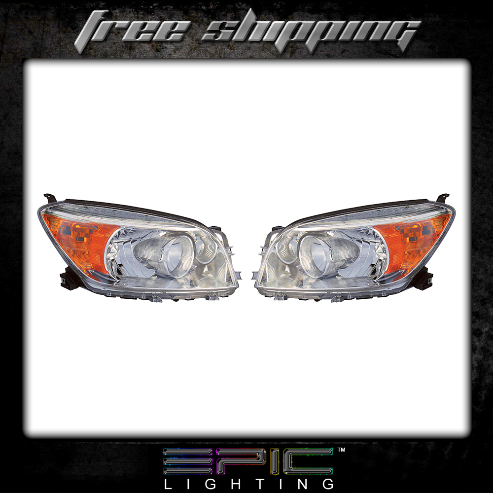 Carpartsinnovate Black Headlights Assembly Pair For 2006-2008 Toyota RAV4 - Left+Right, Clear Lens, DOT/SAE
