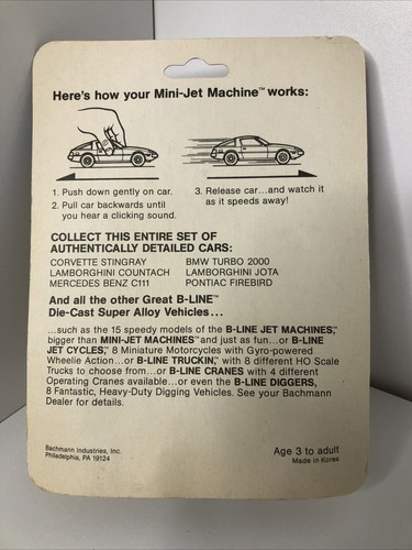 BMW TURBO Pull Back Toy Die-Cast Car - B-Line Bachman Mini Jet Machines - Picture 2 of 5
