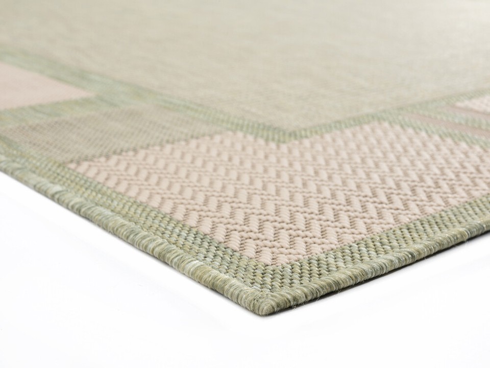 Green Solid Geometric Blocks Lined Contemporary Area Rug Bordered 3900 ...