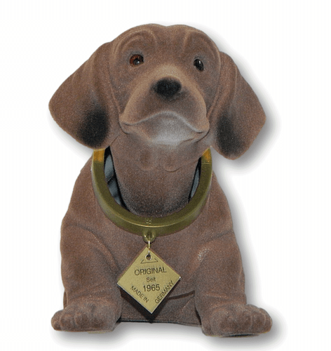 Wackel Dackel Figur Hund Dackel Wackelfigur H 18 cm groß stehend mit Wackelkopf - Bild 2 von 5