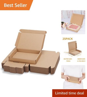 Bulk 25 Pack 7x5x1 Inch Brown Shipping Boxes - Elegant Mailer for Small Business