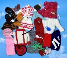 1980s Barbie Doll sized Handmade Crochet  Knit Clothes  Accessories Lot F