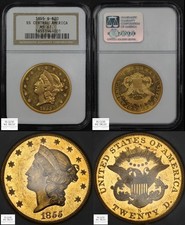 1855 S SS Central America Shipwreck $20 Liberty Head Gold Double Eagle NGC MS 61