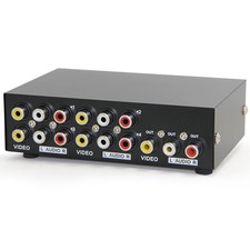 Panlong 4-Way AV Switch RCA Switcher 4 in 1 Out Composite Video 4 In 1