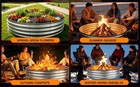 4FT Silver Round Galvanized Steel Fire Ring Pit for Backyard Camping Bonfire