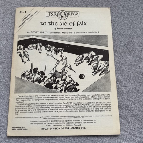AD&D R1 To The Aid Of Falx D&D Module RPGA TSR Frank Mentzer VGC - Picture 10 of 16