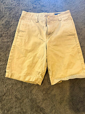Vineyard Vines Boys 12 Beige Chino Shorts Cotton Twill Solid Zip Pockets 8"