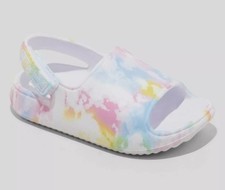 cat and jack Girls Multicolor Tie Dye Sandals Adjustable Strap Size 9