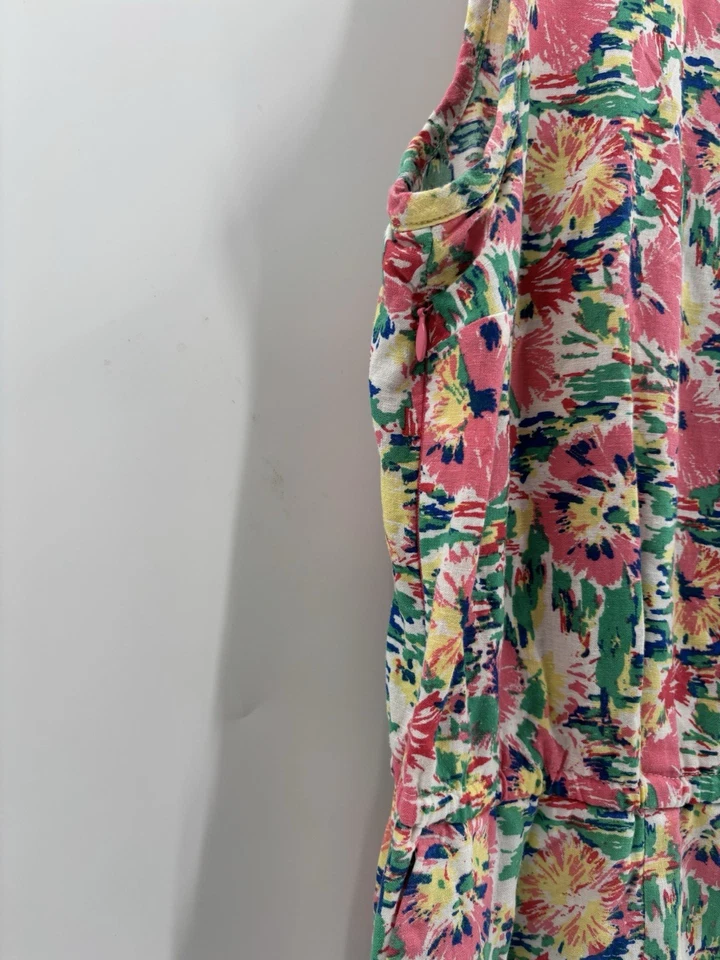 Vestido Columbia para mujer grande floral multicolor sin mangas lino algodón bolsillos Foto 3 de 4