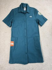 The North Face Dress Womens Valley S Blue Shirt Dress Cotton Button Hiking