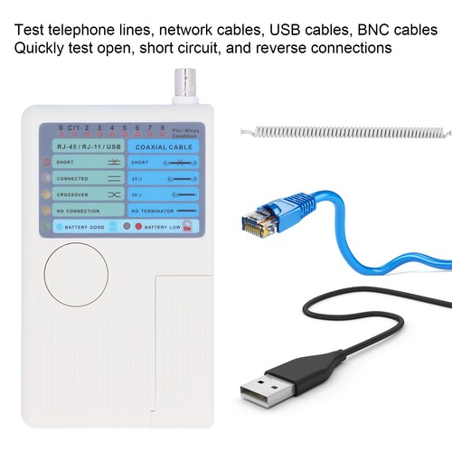 Coaxial Cable Tester 4‑in‑1 Network Tool RJ11/RJ45/USB/BNC Multi‑Tester ♫ - Picture 2 of 12