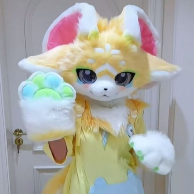Fursuit Long haired Dog Fox Mascot Party Halloween Fur Cosplay(head+claws)