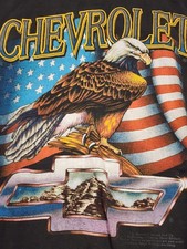 Vintage 90s Chevrolet T-Shirt USA Made Fruit of the Loom Eagle American Flag Car