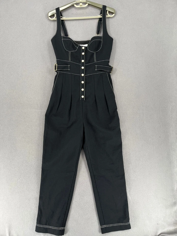 Mono Alice McCall 6 Negro Nuevo con Etiquetas Correa Corazón Sin Mangas Botón Foto 2 de 4