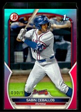 Sabin Ceballos 2023 Bowman Draft #BD-110 Aqua/Pink Gradient #/199