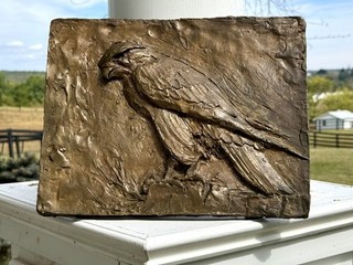 Impressionistic Mid Century Bronze Sculpture of a Hawk Signed Hana Geber!