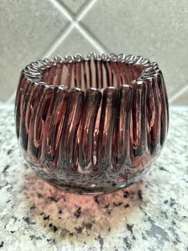 Blenko MCM 1950’s Glass Amethyst Crimped Rose Bowl #538. Winslow Anderson USA