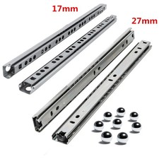 17/27mm Ball Bearing Metal Grooved Drawer Runners Slides Kitchen Shelf Rails UK