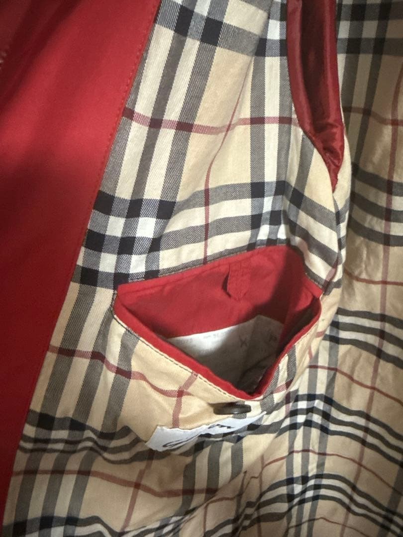 Burberry London Quilted Jacket Red With Check Pattern Size 36 For Women thumbnail 7