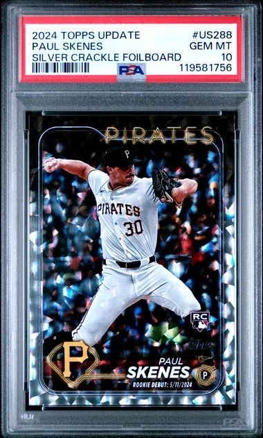 🔥 2024 Topps Update Paul Skenes RC #US288 Silver Crackle PSA 10 GEM MT Low POP