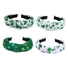 4PCS St.Patrick's Day Headbands Green Shamrock Knotted Headband for Women