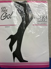 NEW On The Go Ultra Sheer Pantyhose Queen Jet Black Sheer Toe New Sealed Hosiery