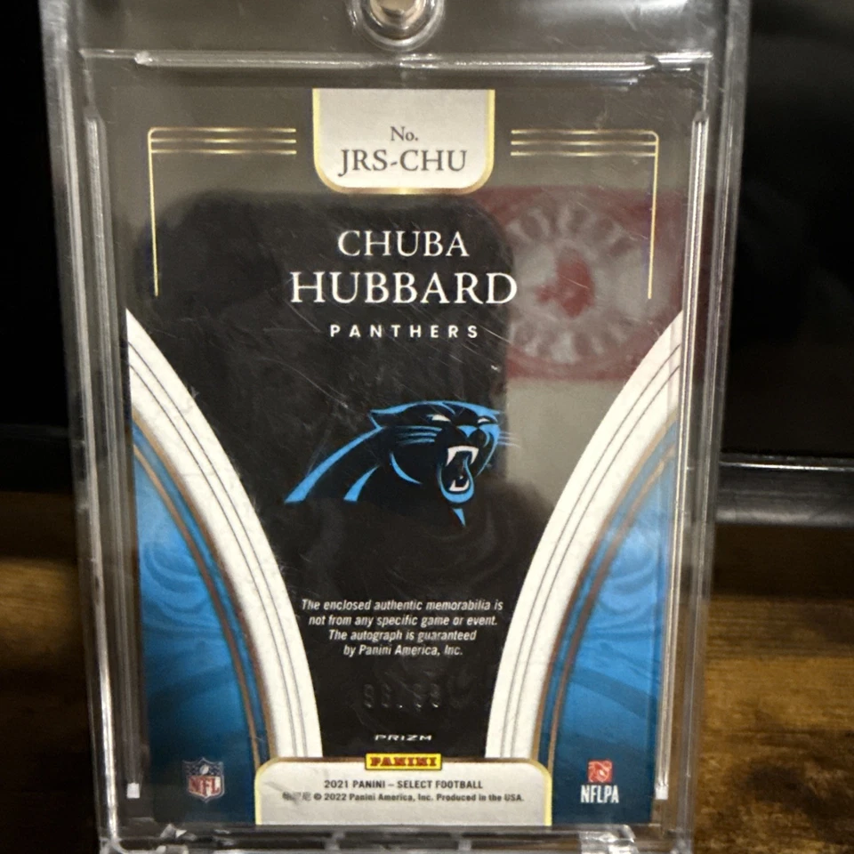 2021 Panini Select #JRS-CHU Chuba Hubbard Rookie Patch Auto Silver Prizm /99 RC - Image 2 of 4
