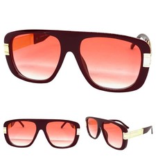 Oversized Classic Vintage Retro Hip Hop Style SUNGLASSES Large Maroon Gold Frame