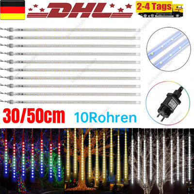 10x LED Lichterkette Lichterregen Meteorschauer Weihnachten Außen Innen 30/50cm