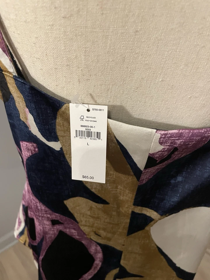 Top Banana Republic Fruncido Sedoso Talla L Azul Multi Floral Forrado Cremallera Lateral $65 Foto 4 de 4