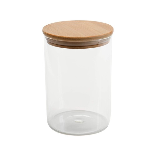Round Glass Jar | 1 Liter | Airtight Seal Lid | Wide Mouth | Food Storage Can...