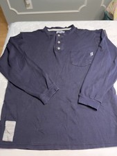 Tyndale FR Henley Shirt Long Blue Long Sleeve Fire Resistant Men s M