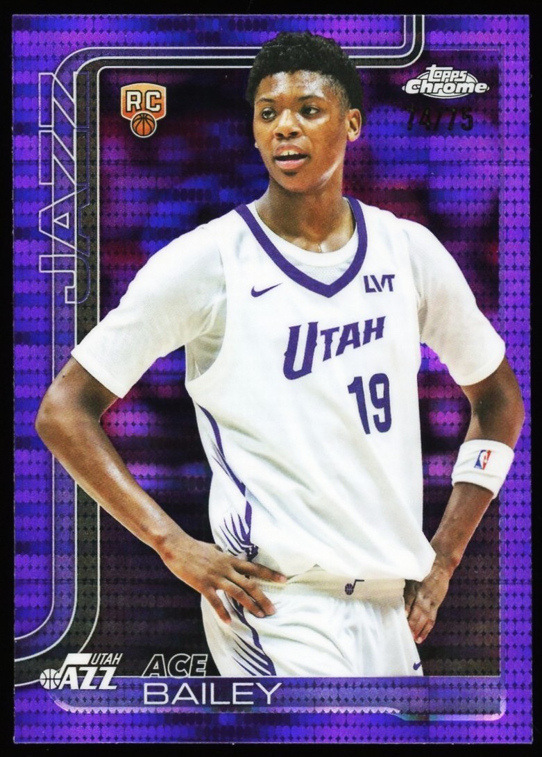 2025 Topps Chrome Ace Bailey #255 ROOKIE RC Purple Pulsar Refractor /75
