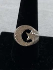 925 Sterling Silver Cut Crescent Moon & Star Ring Size 9.75 Vintage