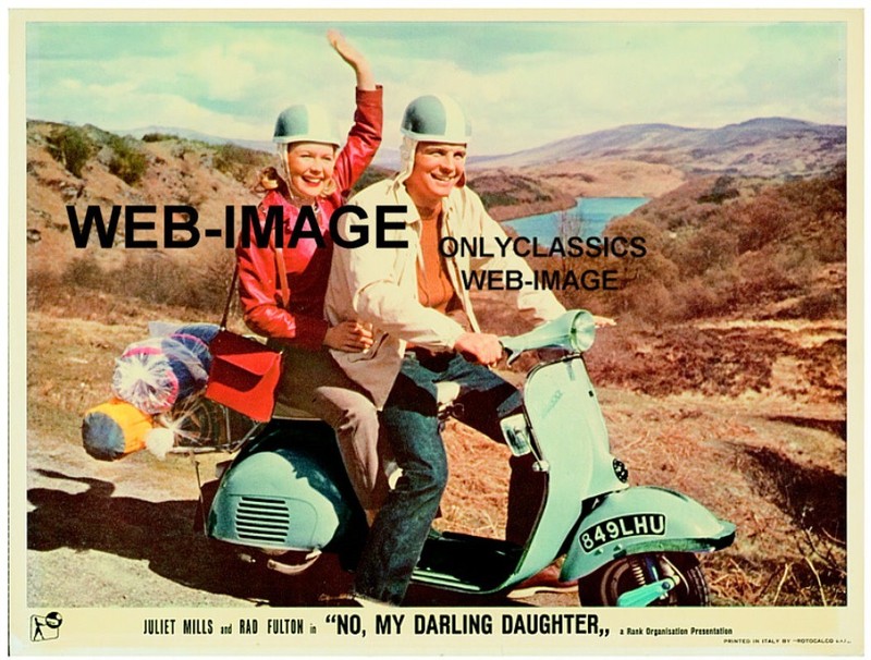 1961 NO MY DARLING DAUGHTER 11X14 MOVIE POSTER VESPA ITALIAN SCOOTER MOTORCYCLE
